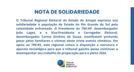 Solidariedade à população do Estado do Rio Grande do Sul pela calamidade enfrentada