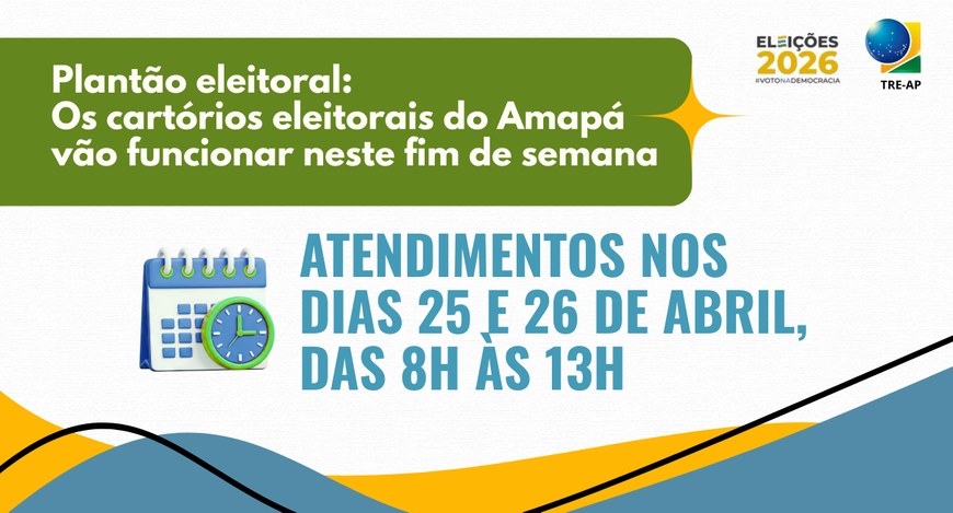 Os atendimentos ocorrerão das 8h às 13h no sábado (25) e no domingo (26)