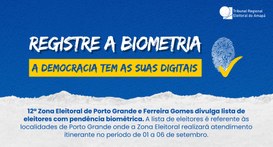 12ª Zona Eleitoral de Porto Grande e Ferreira Gomes divulga lista de eleitores com pendência bio...