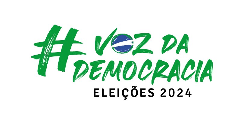 Eleitor sem a biometria cadastrada poderá votar nas Eleições 2024 Banner com fundo branco, no qual se lê, em verde bandeira e letras estilizadas, “#Voz da Democra...
