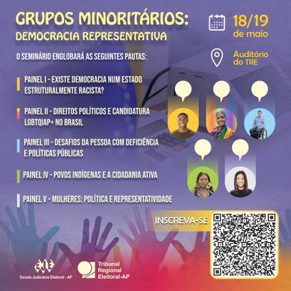 Estão abertas as inscrições para o seminário sobre Democracia Representativa O evento será aberto ao público na sede do TRE Amapá