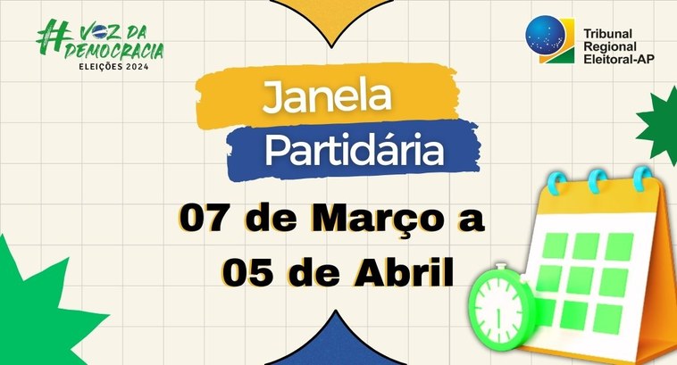 Janela partidária: vereadoras e vereadores eleitos de todo o Amapá poderão trocar de partido por 30 dias De 7 de março a 5 de abril de 2024 é possível a desfiliação partidária para a filiação em outro ...