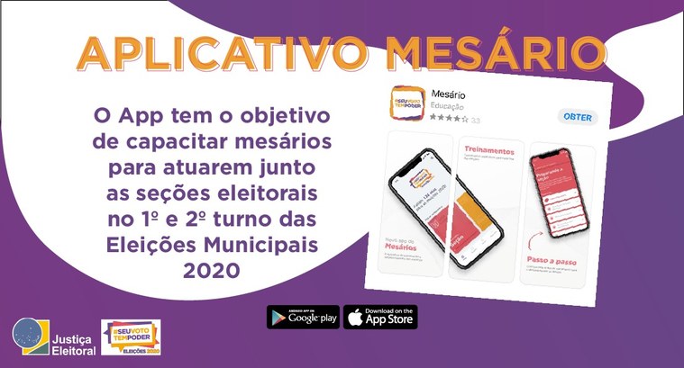 Justiça eleitoral disponibiliza aplicativo para treinamento de Mesário Com a pandemia, os treinamentos passam a ser realizados por meio virtual