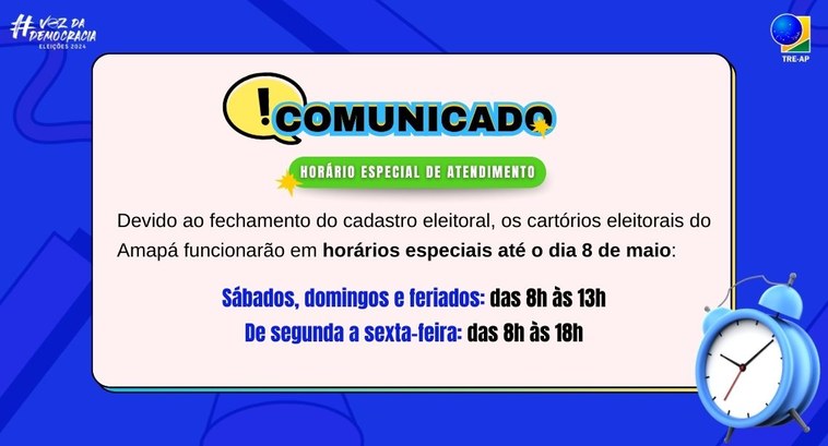 Justiça Eleitoral do Amapá estabelece datas e horários especiais para atender eleitores