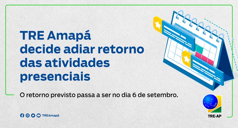 O TRE-AP decidiu adiar o retorno das atividades presenciais no estado do Amapá. O retorno antes ...