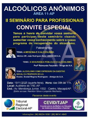 TRE Amapá é parceiro do II Seminário para Profissionais – AA TRE Amapá é parceiro do II Seminário para Profissionais – AA