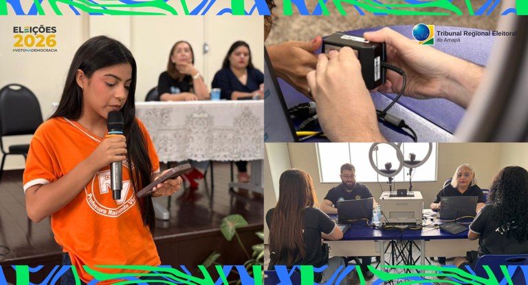 TRE Amapá promove ação cívica “Meu Primeiro Voto” e leva alistamento eleitoral a jovens na Escola Raimunda Virgulino TRE Amapá promove ação cívica “Meu Primeiro Voto” e leva alistamento eleitoral a jovens na Escol...