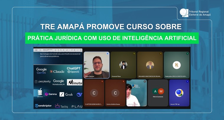 TRE Amapá promove curso sobre prática jurídica com uso de Inteligência Artificial TRE Amapá promove curso sobre prática jurídica com uso de Inteligência Artificial
