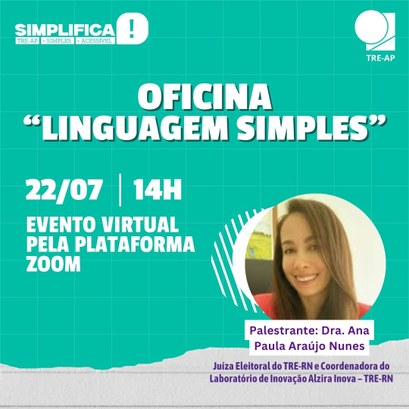 TRE Amapá realizará oficina voltada à Linguagem Simples no Judiciário TRE Amapá realizará oficina voltada à Linguagem Simples no Judiciário