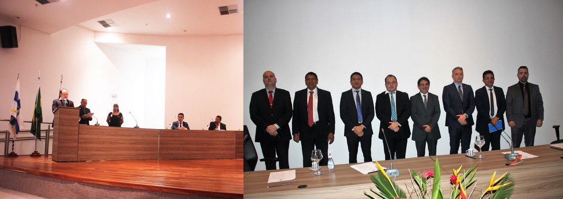 Desembargador Manoel Brito participa da posse de novos diretores do foro do TRF1 No auditório da Justiça Federal no Amapá.