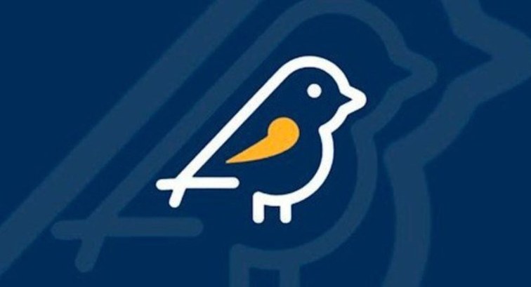Logotipo do Aplicativo Pardal com um pequeno pássaro visto de perfil, voltado para a direita, de...