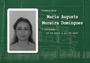 Foto de busto preta e branca da Diretora Geral do TRE-AP Maria Augusta Moreira Domingues