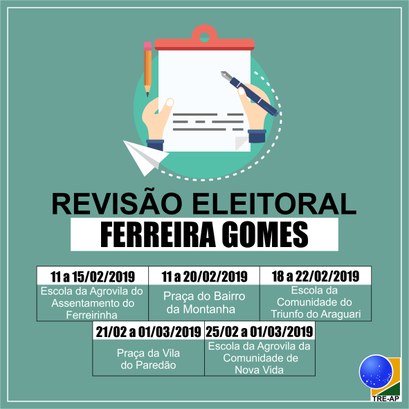 Revisão Eleitoral, em Ferreira Gomes, começa na segunda-feira, 11/02