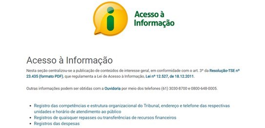Transparência: Portal de internet do TSE facilita acesso a informações diversas de interesse púb...