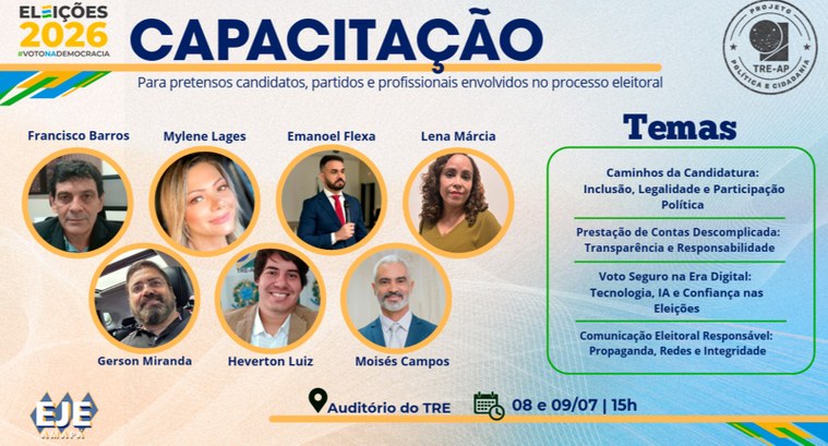 As capacitações serão conduzidas por servidoras e servidores da Justiça Eleitoral do Amapá